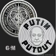 2022 PUTIN PUTOUT - 1oz Silver Shield Proof - #21 in the "WORLD WAR MEme" Series