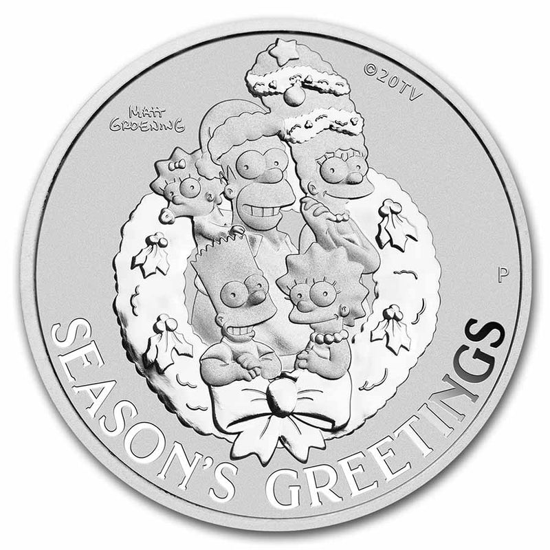 2022 Tuvalu 1 oz Silver The Simpsons: Season's Greetings