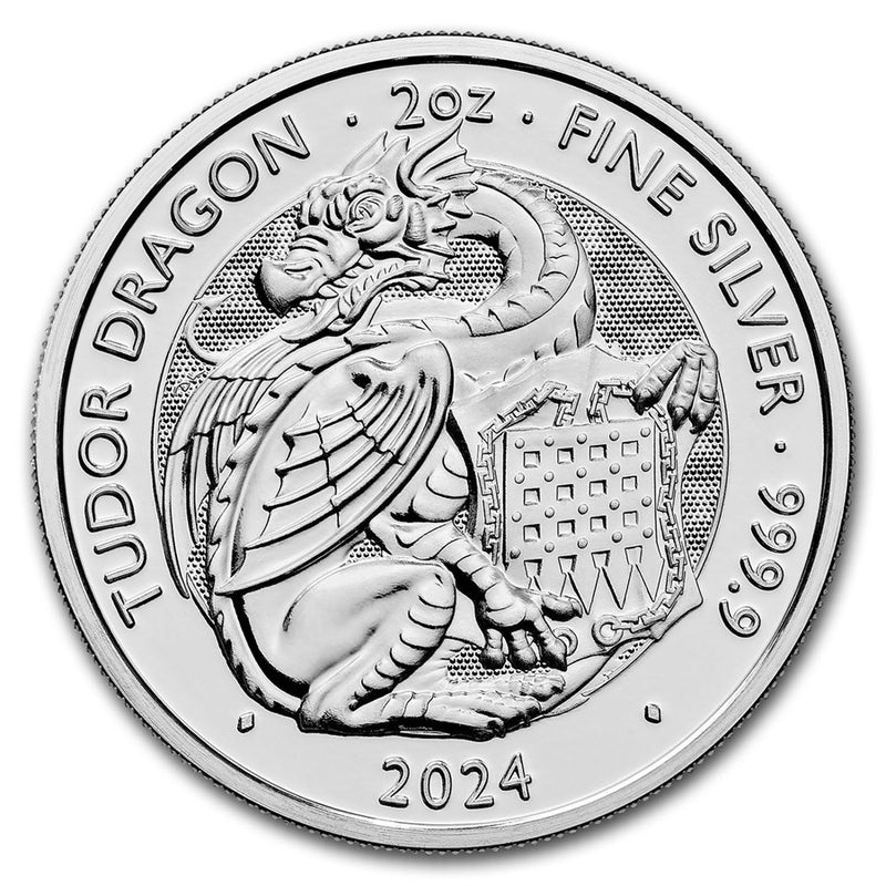2oz Silver Tudor Beast Dragon
