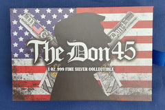 2024 1 Oz .999 Fine Silver "The Don 45" Donald Trump 45 Pistol Shaped Silver Bar