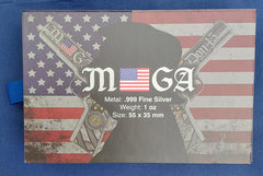 2024 1 Oz .999 Fine Silver "The Don 45" Donald Trump 45 Pistol Shaped Silver Bar