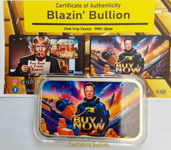 1oz Silver Blazin Bullion Colourised Bar With Capsule and COA