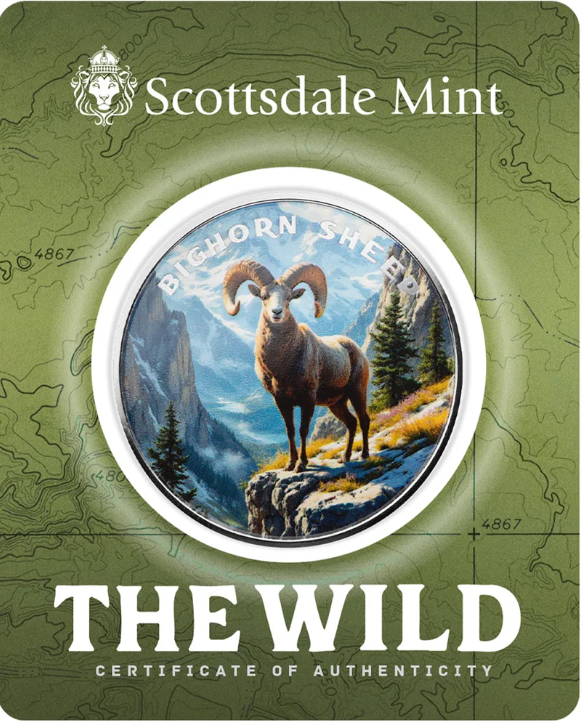 1oz Silver THE WILD - BIGHORN SHEEP