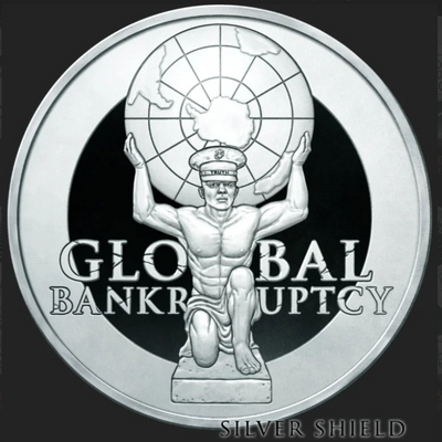 1oz Silver Shield Silver Proof 2024 GLOBAL BANKRUPTCY