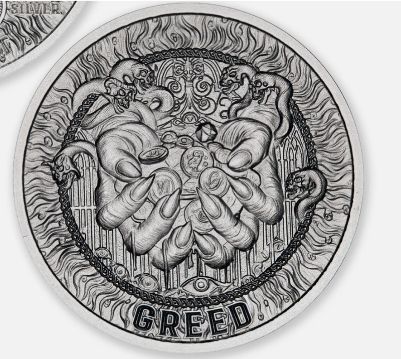 1oz Silver Seven Deadly Sins Greed