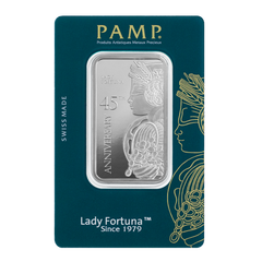 1oz Silver Bar Pamp Suisse Lady Fortuna 45th Anniversary