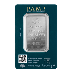 1oz Silver Bar Pamp Suisse Lady Fortuna 45th Anniversary
