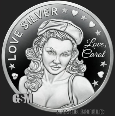 1oz Silver Proof Silver Shield Love Carol