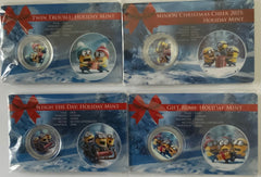 1g Silver Round Colourised Christmas Minions Set