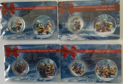 1g Silver Round Colourised Christmas Minions Set