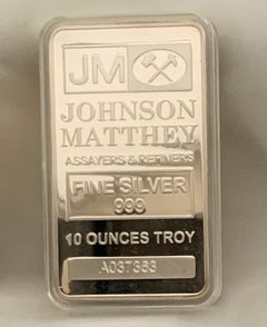 10oz Johnson Matthey Silver Bar With Capsule.