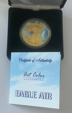 1oz Silver 2020 American Eagle Colourised and Gilded - Eagle Air