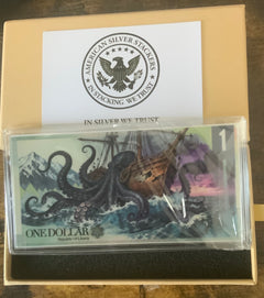 1/10 oz Liberian Silver Note THE KRAKEN