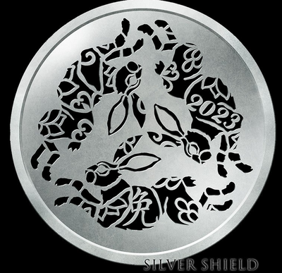 1 OZ .999 PURE SILVER SHIELD PROOF 2023 YEAR OF THE RABBIT V2