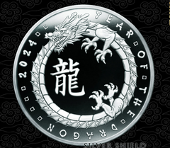 1oz Silver Proof Silver Shield 2024 YEAR OF THE DRAGON