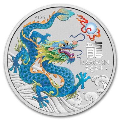 Australian Lunar Series III TEAL Dragon 2024 Year of the Dragon 1oz Silver Coloured Coin