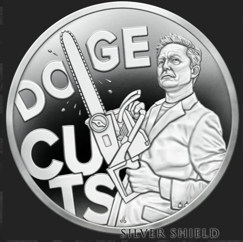 2025 DOGE CUTS - 1 oz .999 Fine Silver Shield PROOF