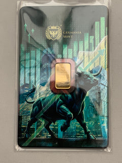 1 gram Gold Bar Germania Mint Bull & Bear
