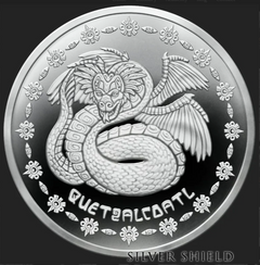 2025 - QUETZALCOATL - 1 oz .999 Fine Silver Shield PROOF MINIMINTAGE SERPENT
