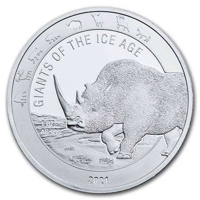 1oz Silver Giants of The Ice Age Wooly Rhino 2021
