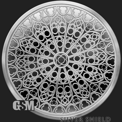 1oz 2026 Silver Shield Proof ROSE WINDOW V1