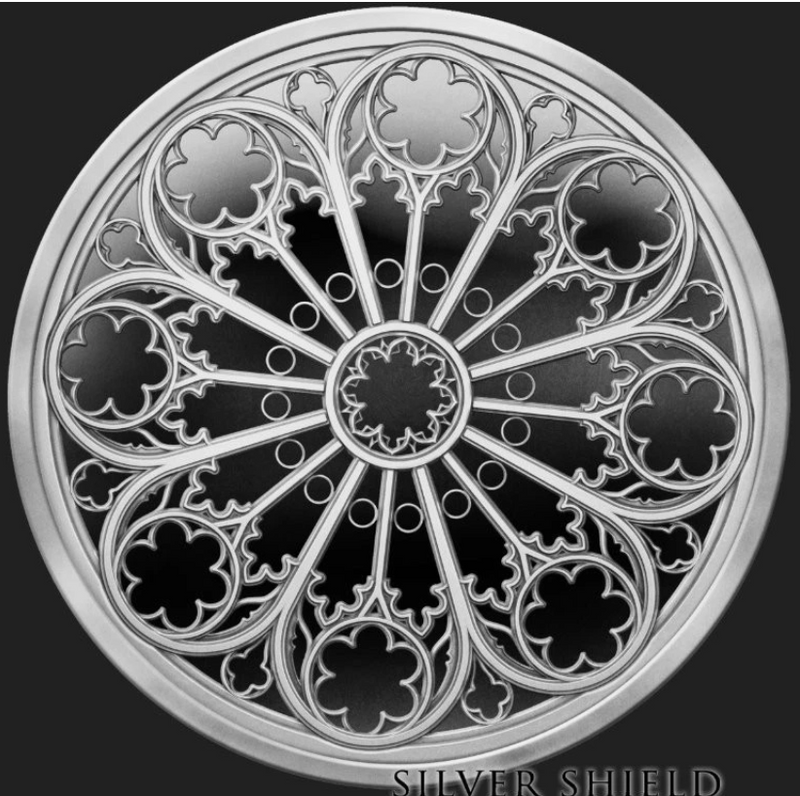 1oz 2026 Silver Shield Proof ROSE WINDOW V2