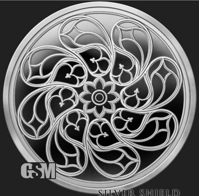 1oz 2026 Silver Shield Proof ROSE WINDOW V3