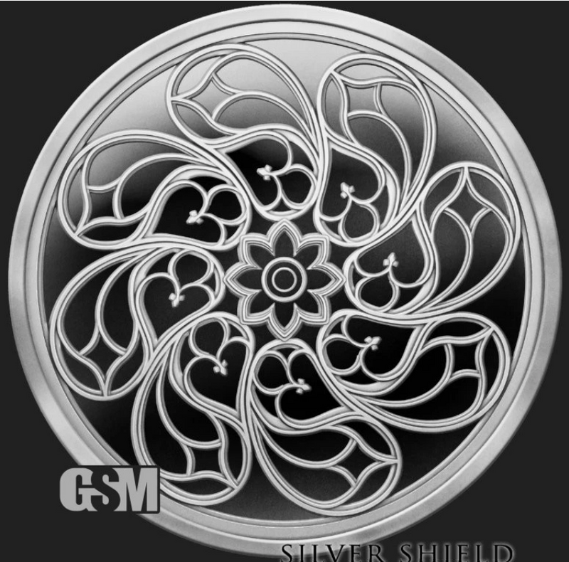 1oz 2026 Silver Shield Proof ROSE WINDOW V3